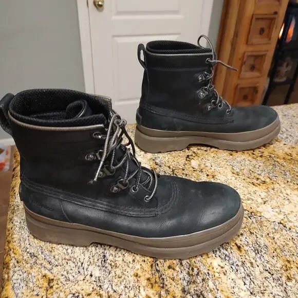 Sorel Caribou Street Waterproof Boots Black Brown Leather Lace Up Men's Sz 12